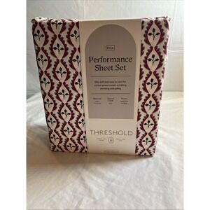 Threshold Performance Full Sheet Set Holiday Woodblock Leaf 400 Thread Bedding